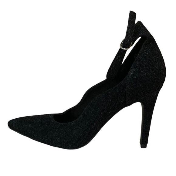 Christian Siriano Shoe Women 5.5 Pointed Toe Slip On Black Pump Ankle Strap Heel - Picture 2 of 7